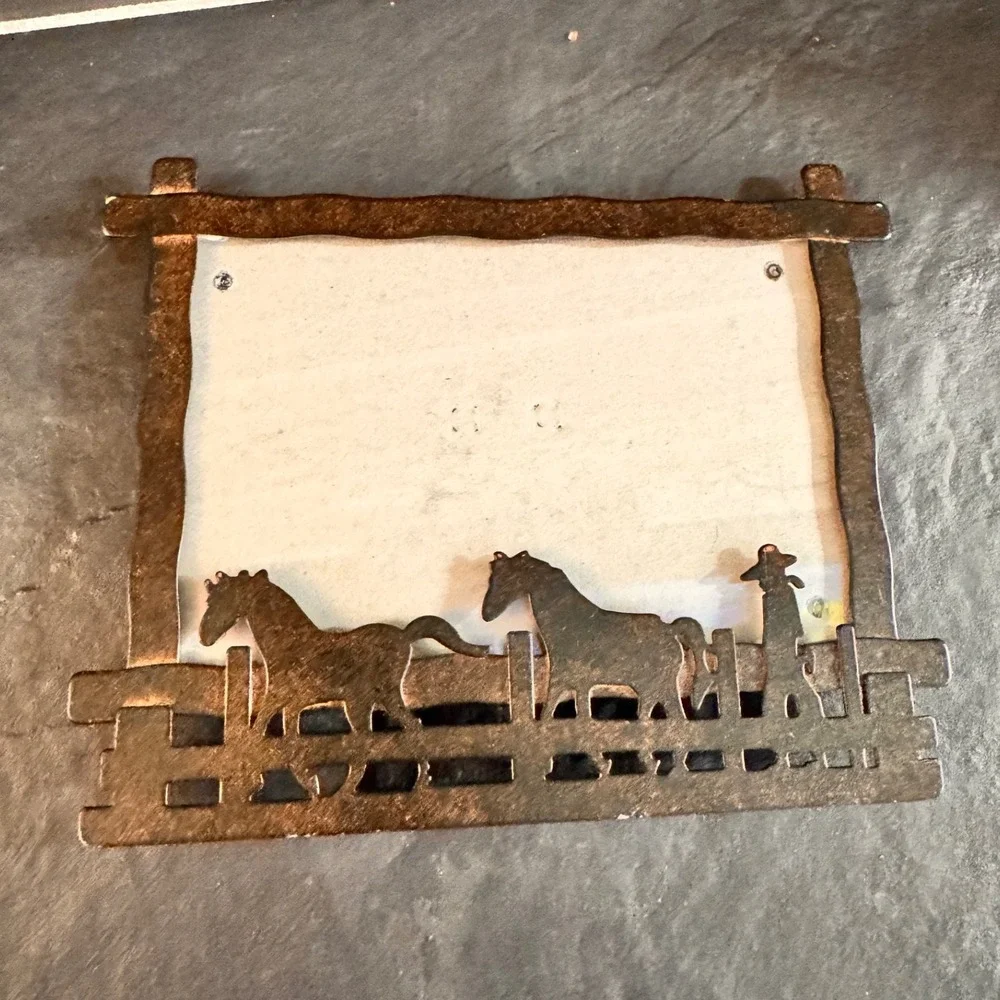 Western Cowboy Horse Fence Photo‎ 4x6 Frame Tabletop Display Rustic Decor